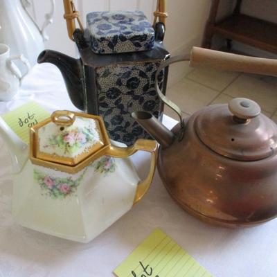 Copper & Porcelain Limoges Teapots