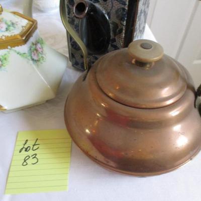 Copper & Porcelain Limoges Teapots