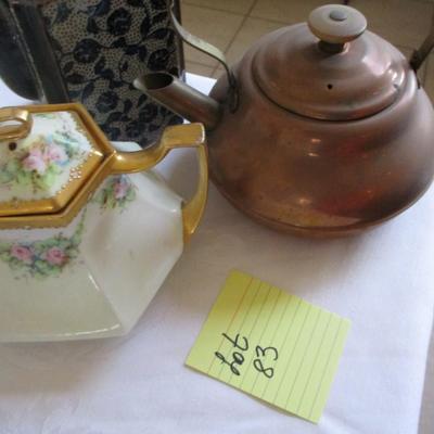 Copper & Porcelain Limoges Teapots