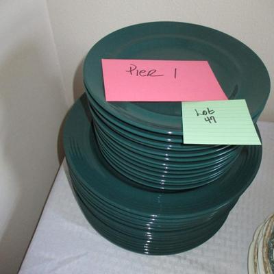Pier 1 Green Plates and Saucers