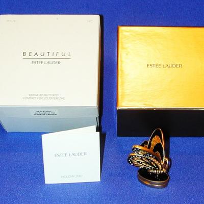 Estee Lauder Beautiful Bejeweled Butterfly Solid Perfume Compact Lot 28