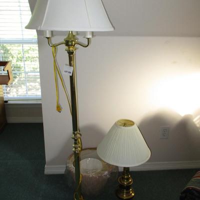 Brass Table and Floor Lamps