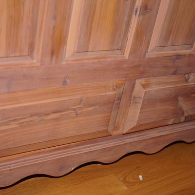 NATURAL CEDAR  CABINET  /LIFT TOP AND TWO DRAWERS.NATURAL CEDAR INTERIOR