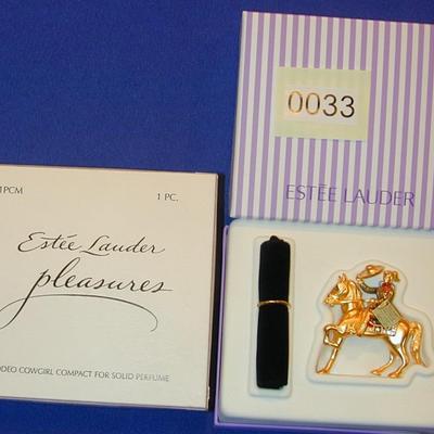 Estee Lauder Pleasures Rodeo Cowgirl Solid Perfume Compact Lot 33