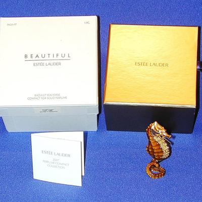 Estee Lauder Beautiful Radiant Seahorse Solid Perfume Compact Lot 39