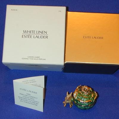 Estee Lauder White Linen Garden Rabbit Solid Perfume Compact Lot 43