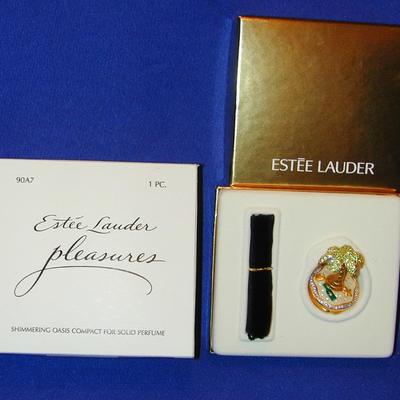 Estee Lauder Pleasures Shimmering Oasis Solid Perfume Compact Lot 44