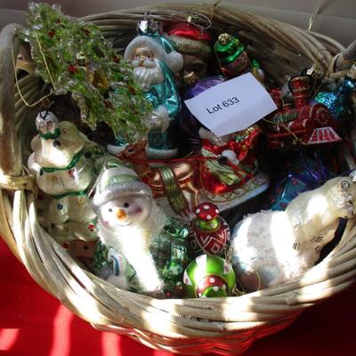 Basket with tree ornaments