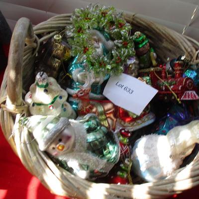 Basket with tree ornaments