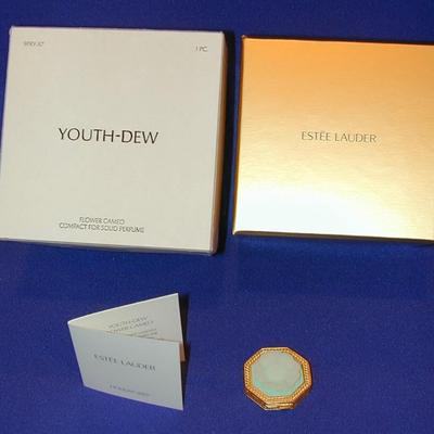 Estee Lauder Youth Dew Flower Cameo Solid Perfume Compact Lot 57