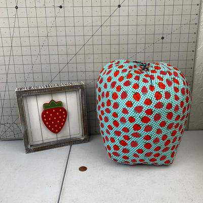 #33 Strawberry Pillow & Framed Decor