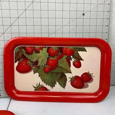#40 1960â€™s Vintage Strawberry Serving Trays-Metal