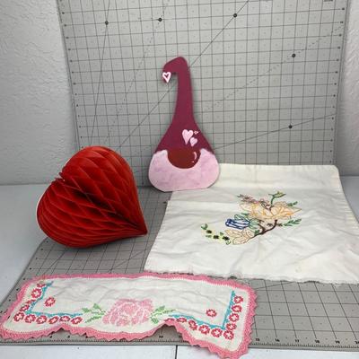 #79 Hand Embroidered Pieces & Gnome Decor