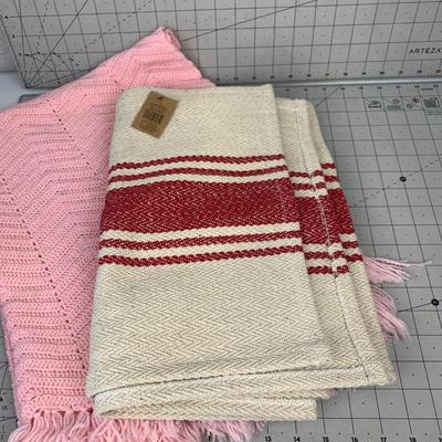#80 Crocheted Pink Baby Blanket & Table Runner
