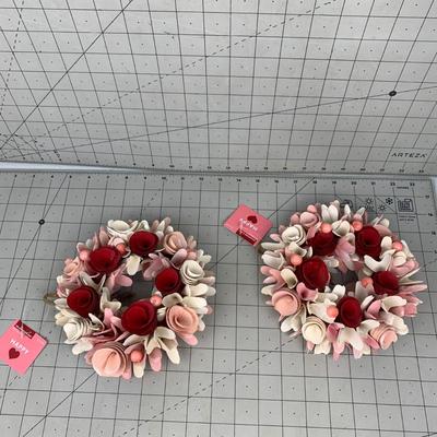 #85 Two Valentine Mini Wreaths/Candle Frames
