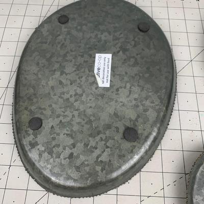 #101 Galvanized Metal Decorative Platters 3pc