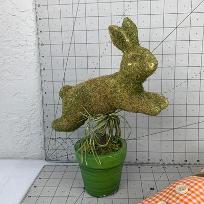 #105 Grass Easter Bunny & Carrot Pillow