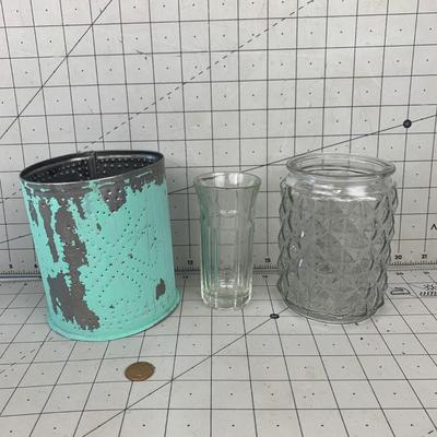 #159 Glass Jars & Blue Tin