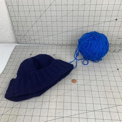 #160 Blue Yarn & Knit Beanie
