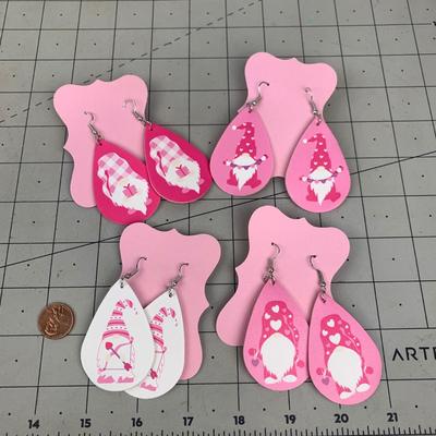 #210 Four Pink Christmas Gnome Earrings