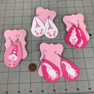 #211 Four More Pink Christmas Gnome Earrings