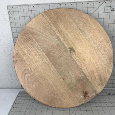 #290 Beautiful Round Wood With White Detail Plate - Large