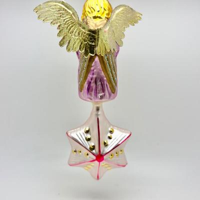 1202  Christopher Radko Hand Blown Angel on Star Ornament
