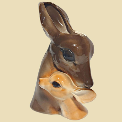 Vintage Royal Copley Doe & Fawn Head Planter
