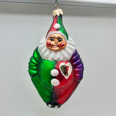 1215 Christopher Radko 1997 Hand Blown Glass Caring Clown Ornament