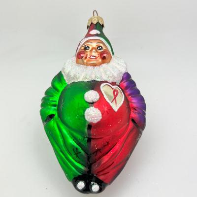 1215 Christopher Radko 1997 Hand Blown Glass Caring Clown Ornament