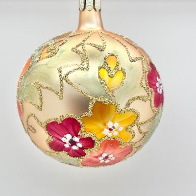 1226 Christopher Radko 1991 Handblown Glass Flower Ball