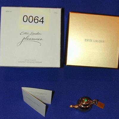 Estee Lauder Pleasures Little Teapot Solid Perfume Compact Lot 64