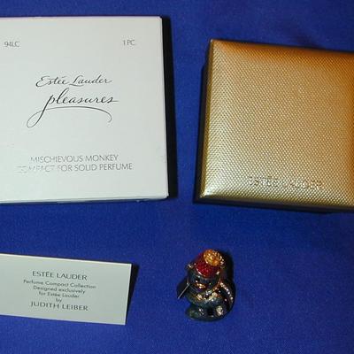 Estee Lauder By Jay Strongwater Pleasures Mischievous Monkey Solid Perfume Compact Lot 81