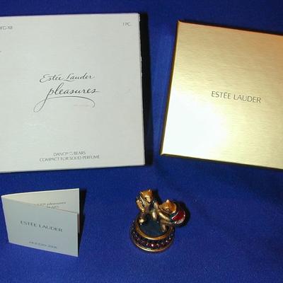 Estee Lauder Pleasures Dancing Bears Solid Perfume Compact Lot 82