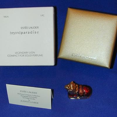 Estee Lauder By Jay Strongwater Beyond Paradise Legendary Lion Solid Perfume Compact Lot 85