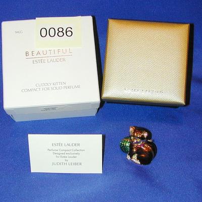 Estee Lauder By Judith Lieber Beautiful Cuddly Kitten Solid Perfume Compact Lot 86