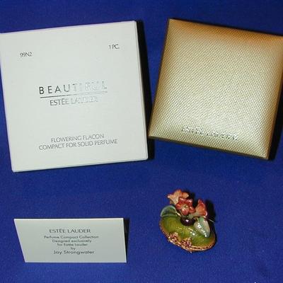 Estee Lauder By Jay Strongwater Beautiful Flowering Flacon Solid Perfume Compact Lot 93
