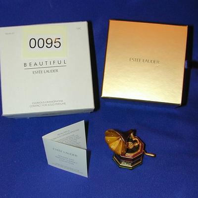 Estee Lauder By Jay Strongwater Beautiful Glorious Gramophone Solid Perfume Compact Lot 95