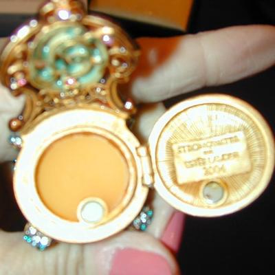 Este Lauder By Jay Strongwater White Linen Pampered Kitty Solid Perfume Compact Lot 97