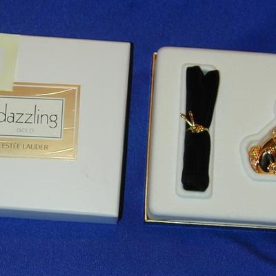 Estee Lauder Dazzling Gold Petite Poodle Solid Perfume Compact Lot 101
