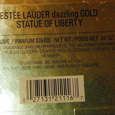 Estee Lauder Dazzling Gold Statue Of Liberty Solid Perfume Compact Lot 103