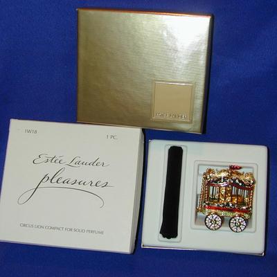 Estee Lauder Pleasures Circu Lion Solid Perfume Compact Lot 105