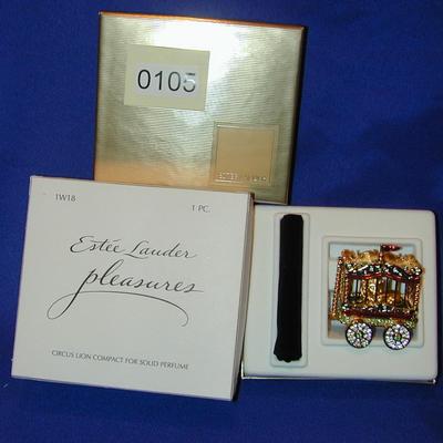 Estee Lauder Pleasures Circu Lion Solid Perfume Compact Lot 105