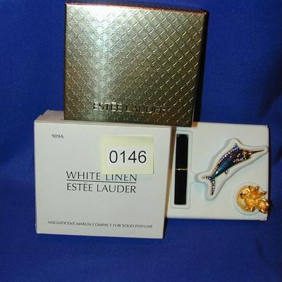 Estee Lauder White Linen Magnificent Marlin Solid Perfume Compact Lot 146