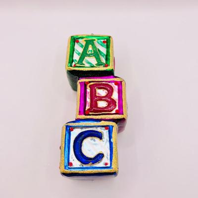 1242 Christopher Radko ABC Block Letters Glass Ornaments