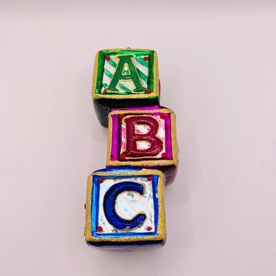 1242 Christopher Radko ABC Block Letters Glass Ornaments