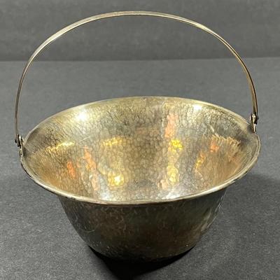 LOT 6: Sterling Silver Bowl w/ Handle - Hammered Finish - 100.9 gtw