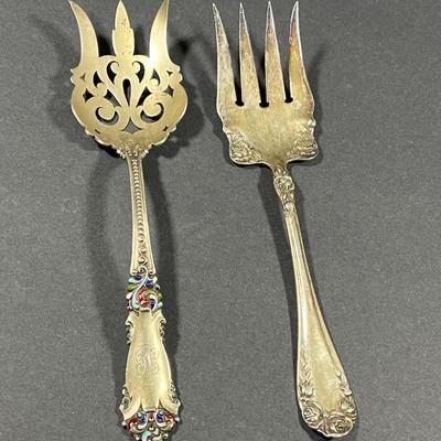 LOT 7: Two Vintage Sterling Silver Serving Forks - 150 gtw