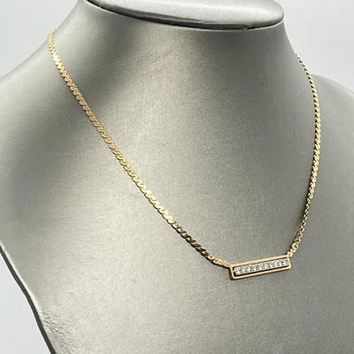 LOT 43: 14K Gold & Diamond Necklace - 16
