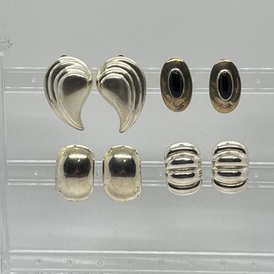 LOT 44: Four Pairs Vintage Sterling Silver Earrings